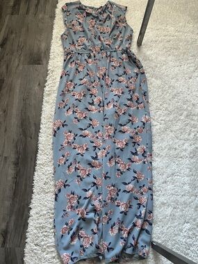 Lily Rose Light Blue Pink Floral jumpsuit